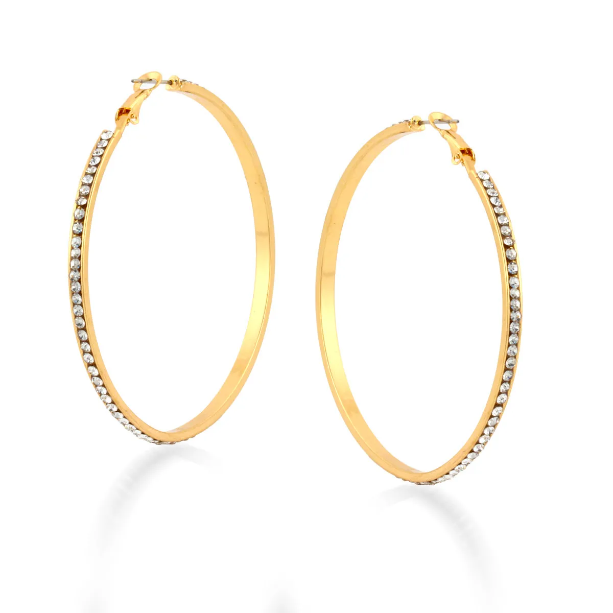 GOLD CRYSTAL HOOP ROUND EARRINGS #ER1317-55-GLD CRY (DC2)