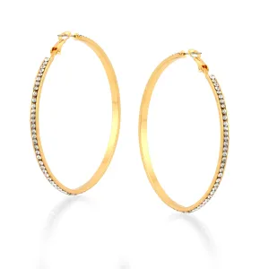 GOLD CRYSTAL HOOP ROUND EARRINGS #ER1317-55-GLD CRY (DC2)