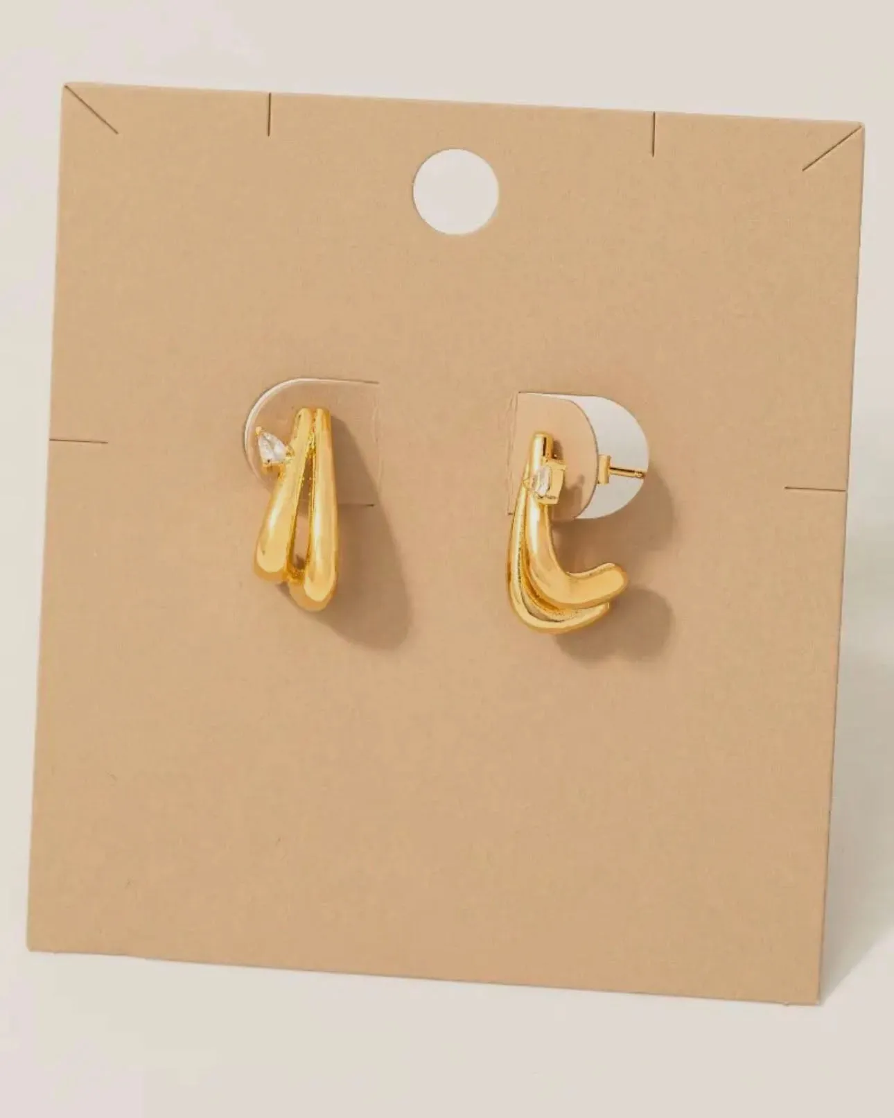 Gold Dipped Layered J Hoop Earrings