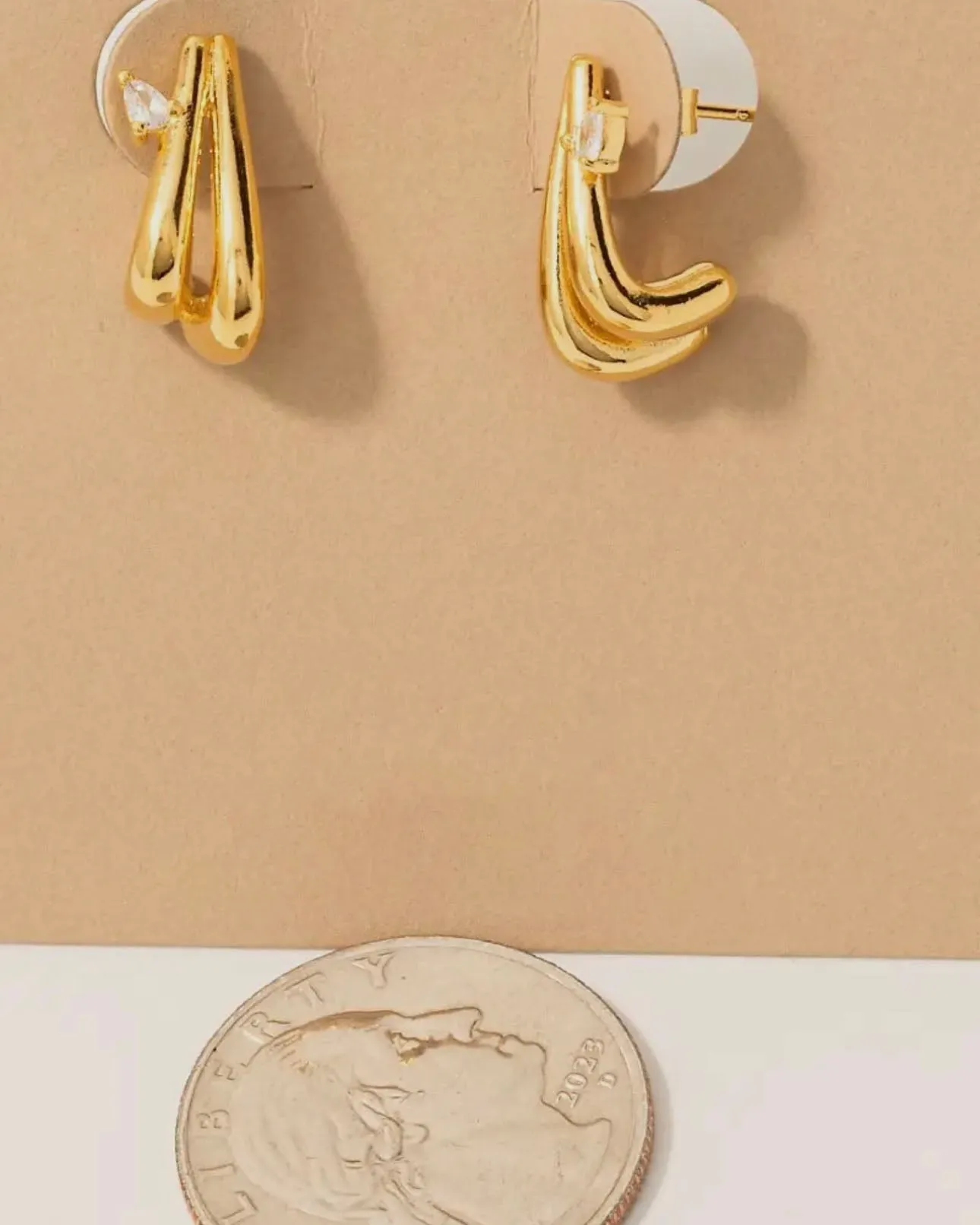 Gold Dipped Layered J Hoop Earrings