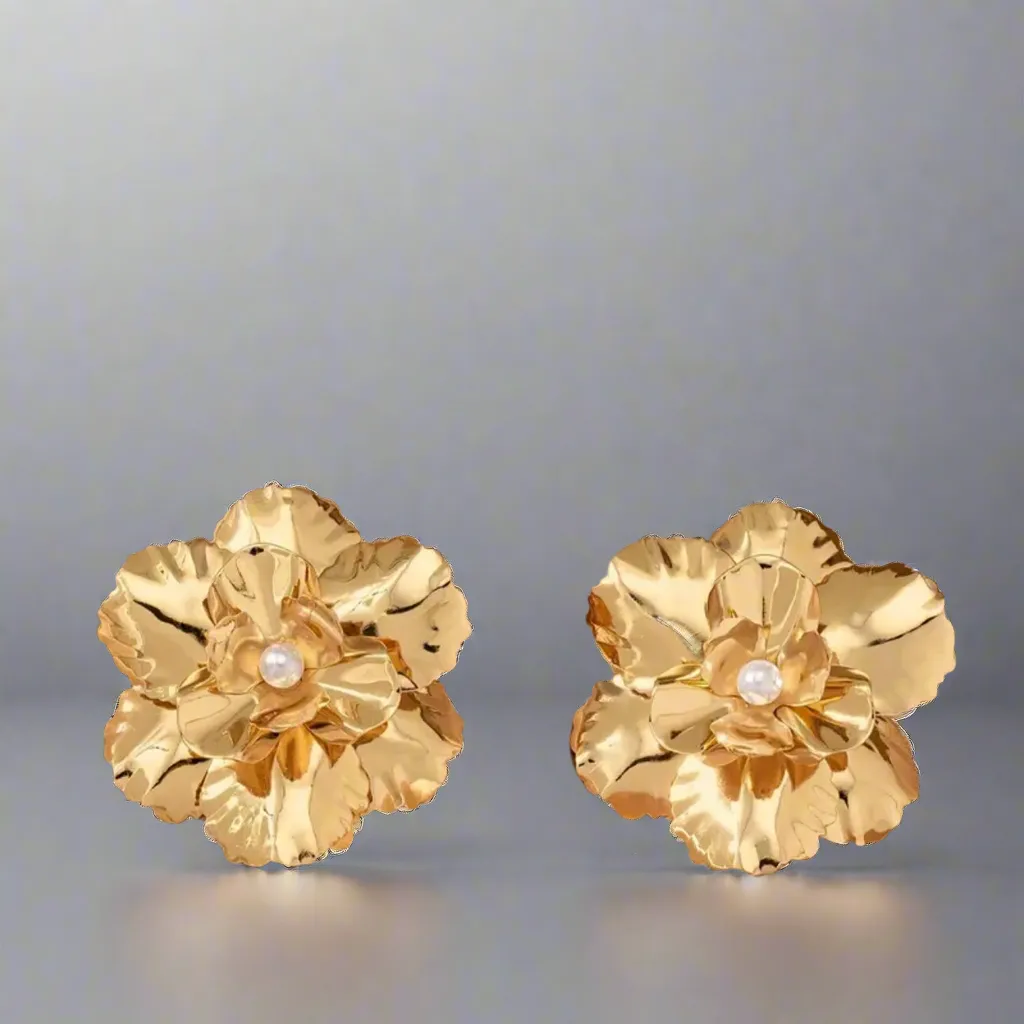 Gold Floral Earrings
