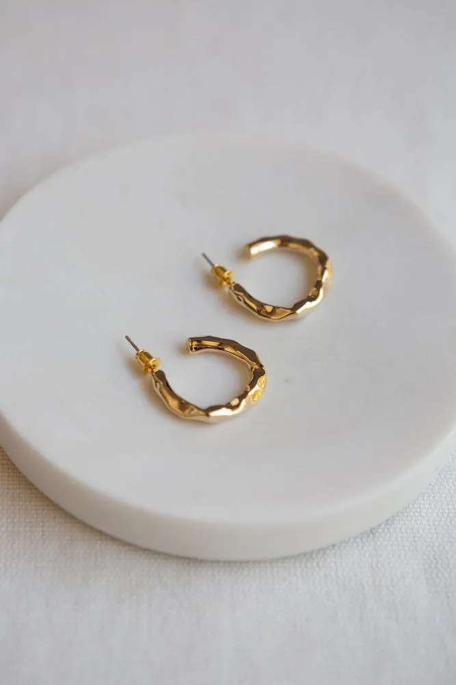 Gold Hammered Hoop Earrings