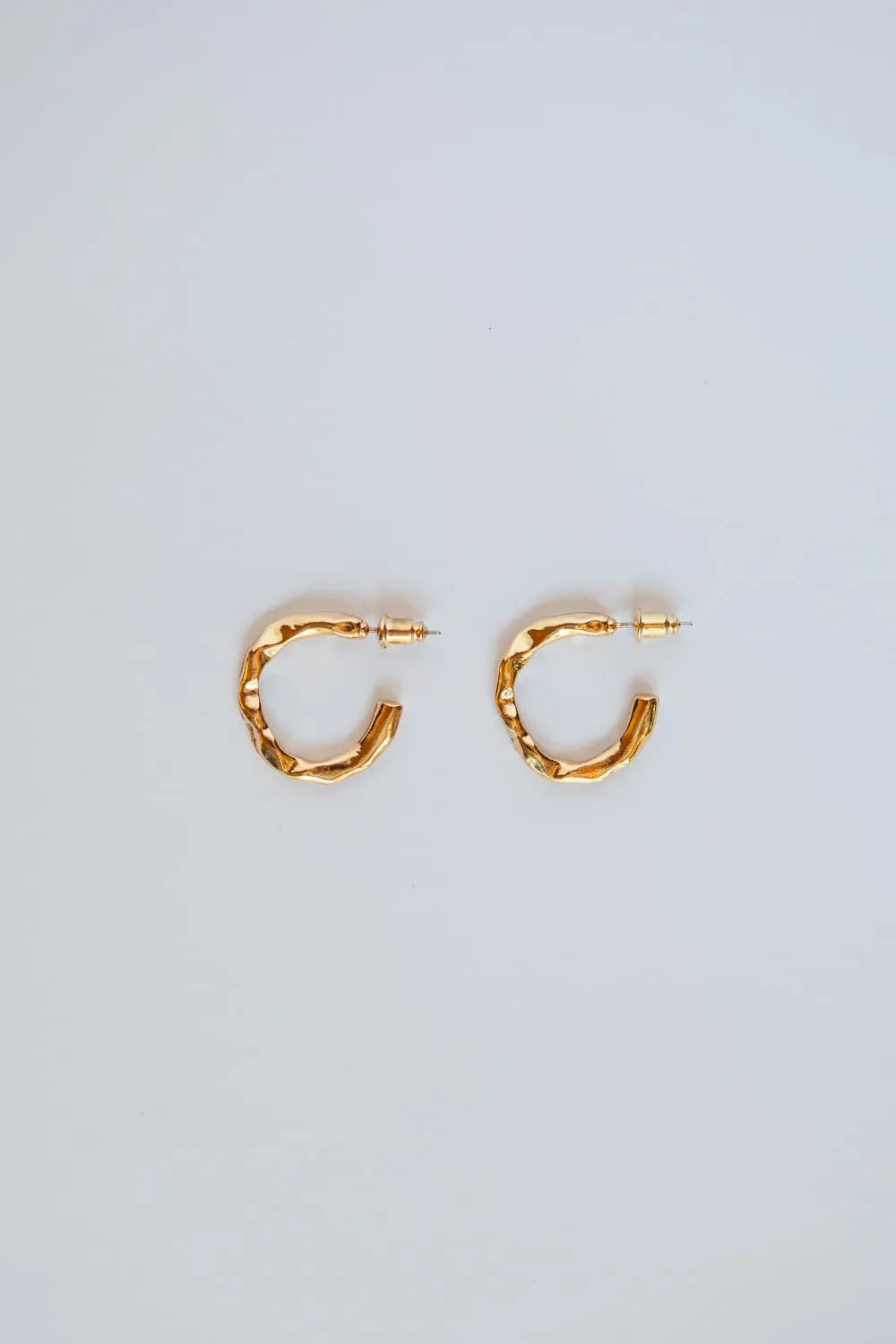Gold Hammered Hoop Earrings