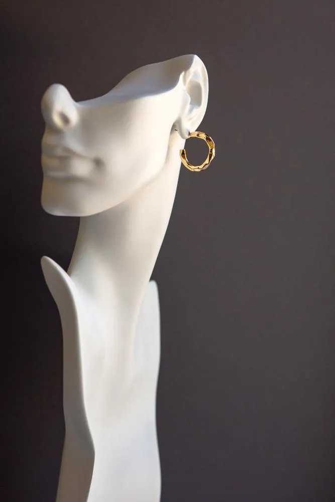 Gold Hammered Hoop Earrings