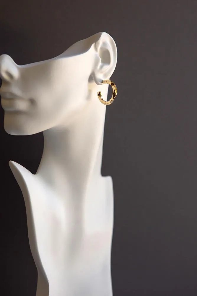 Gold Hammered Hoop Earrings