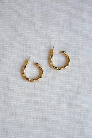 Gold Hammered Hoop Earrings