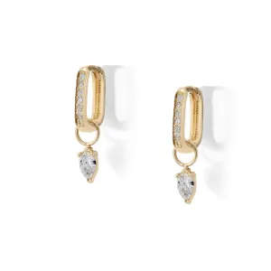 Gold Large Pear Diamond Earring Charms