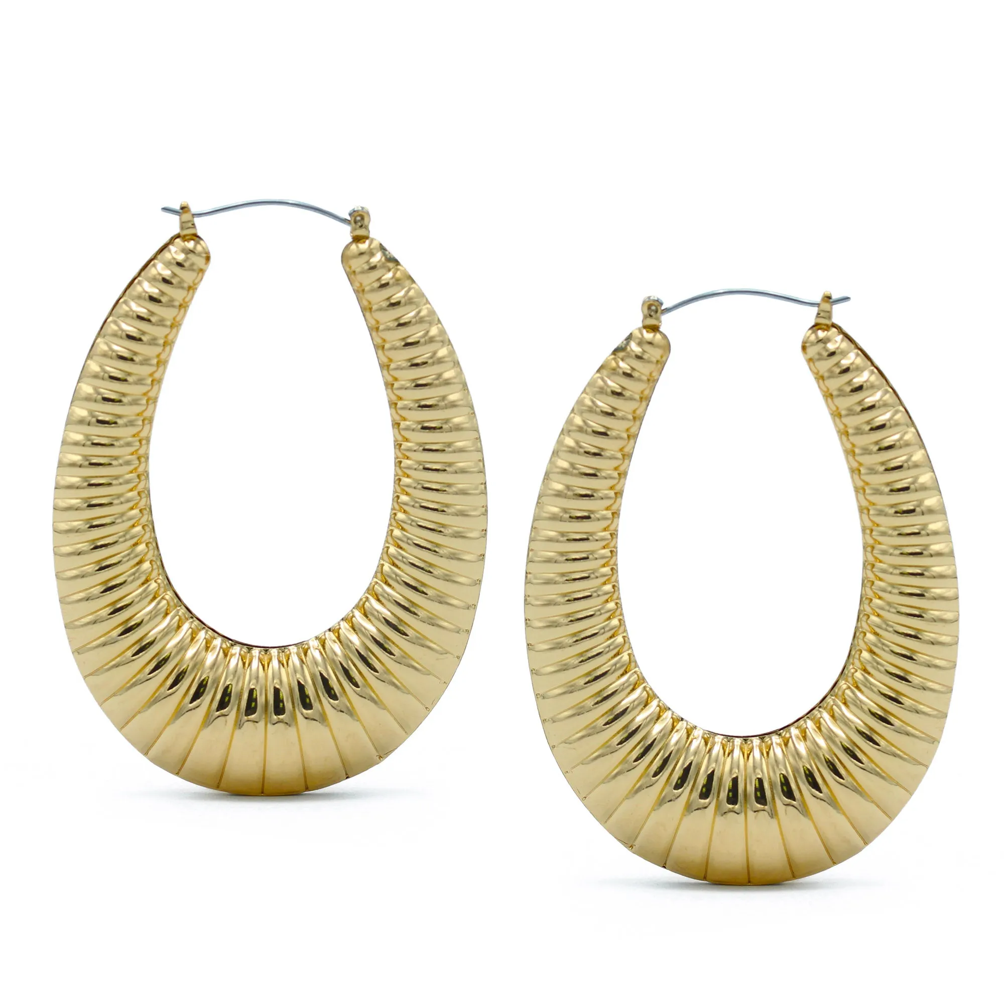 GOLD OVAL HOOP EARRINGS#HNE90616GD(SA16/LE15)