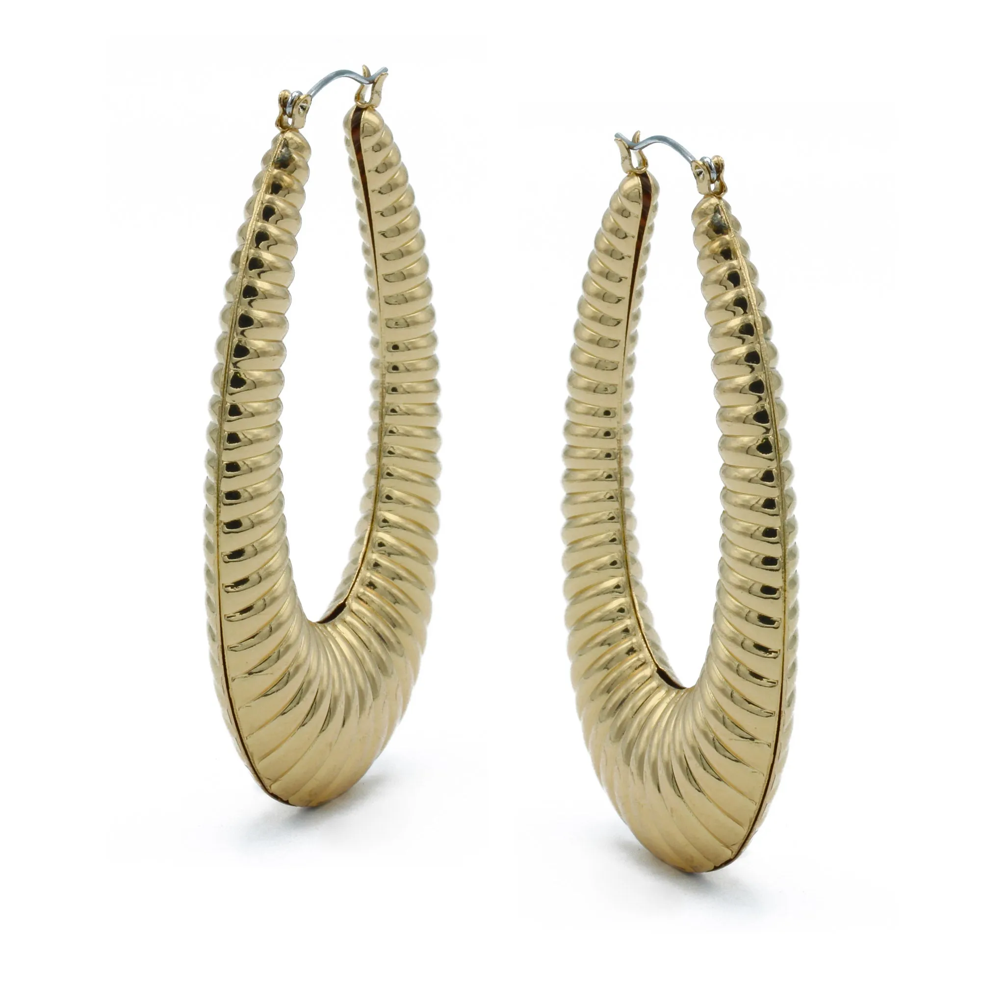 GOLD OVAL HOOP EARRINGS#HNE90616GD(SA16/LE15)