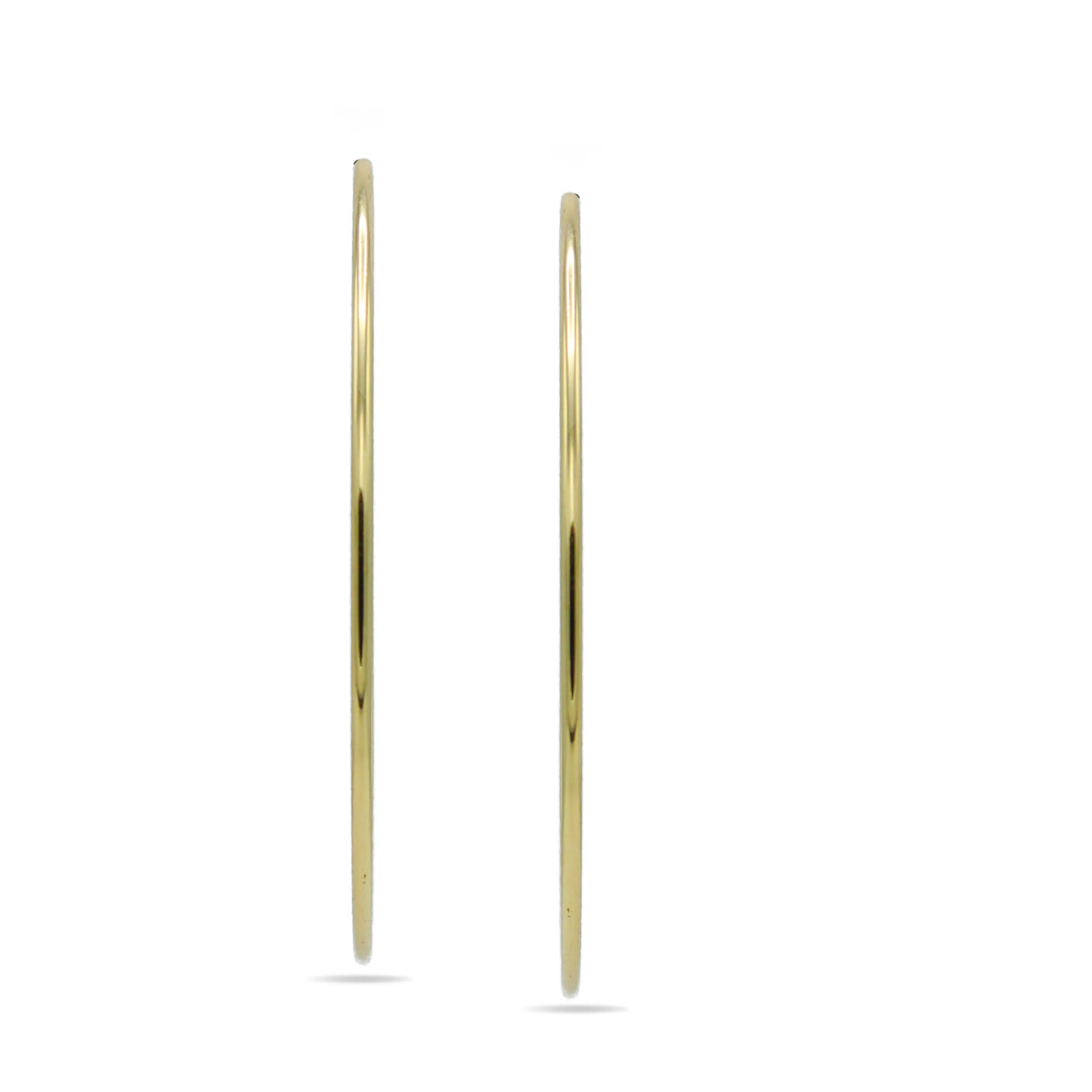 GOLD ROUND 3.25" INCH DIAMETER LARGE AND THIN ENDLESS HOOP EARRINGS#HNE90637GD(LH14)