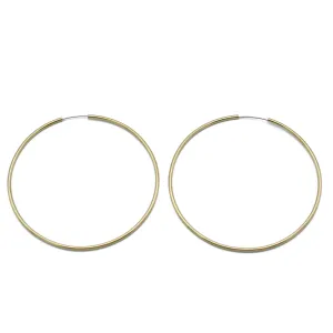 GOLD ROUND 3.25" INCH DIAMETER LARGE AND THIN ENDLESS HOOP EARRINGS#HNE90637GD(LH14)