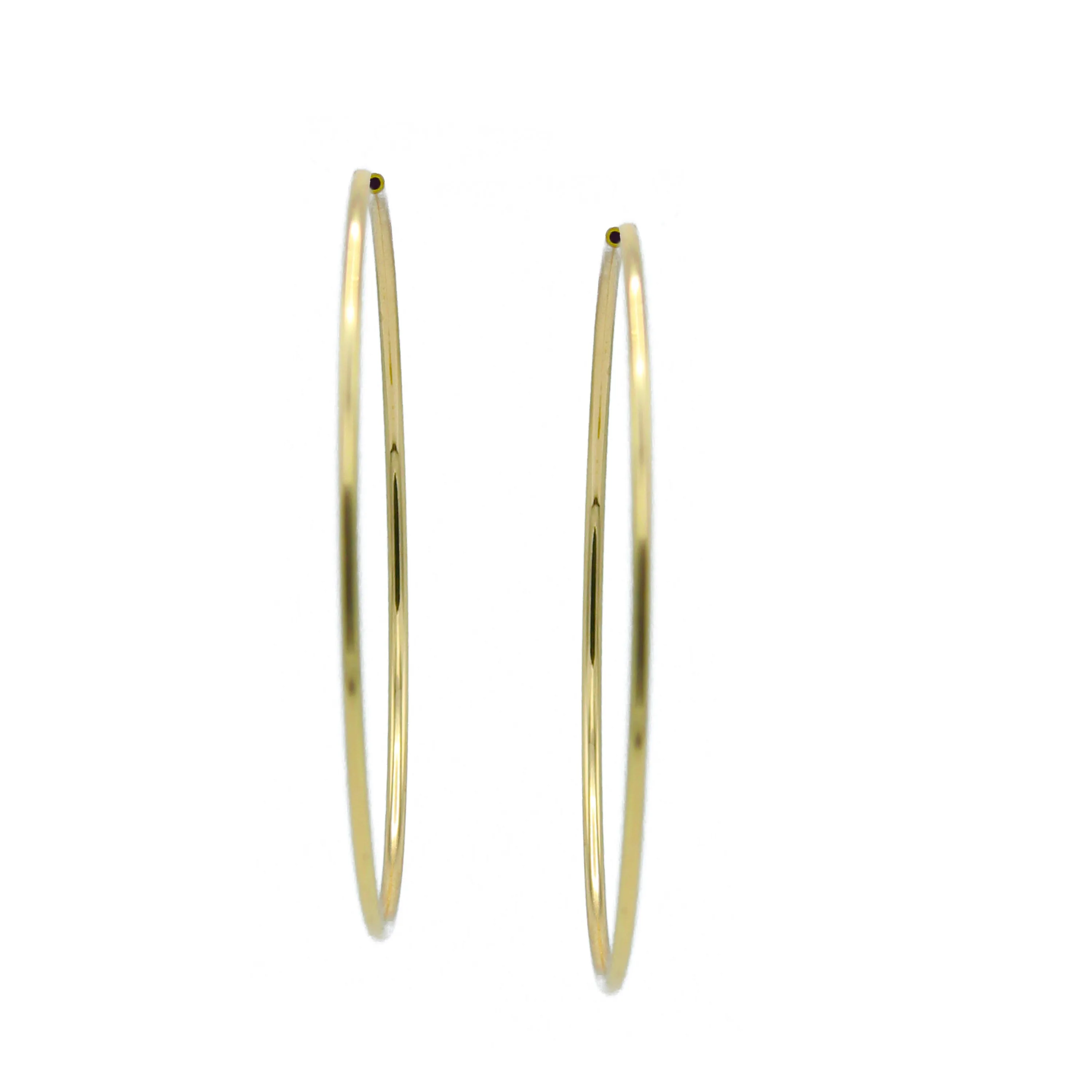 GOLD ROUND 3.25" INCH DIAMETER LARGE AND THIN ENDLESS HOOP EARRINGS#HNE90637GD(LH14)