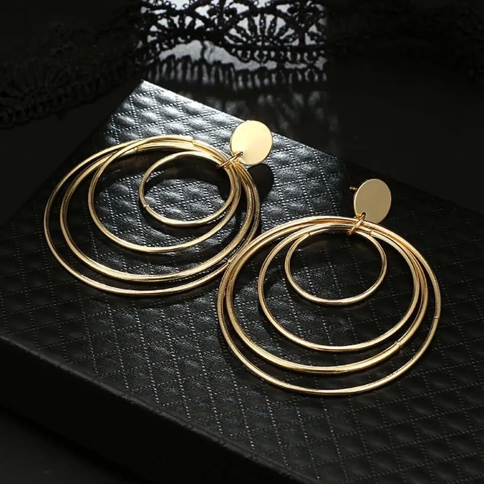 Golden Circles Dangle Earrings