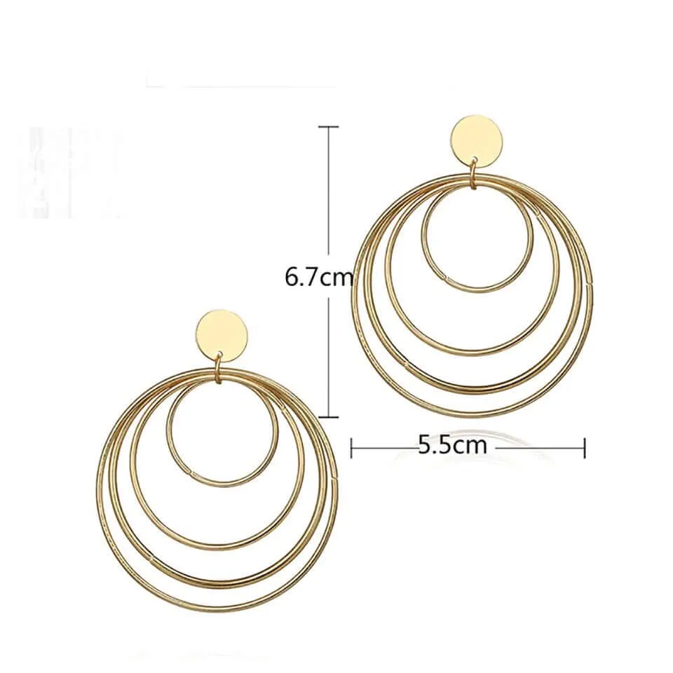 Golden Circles Dangle Earrings