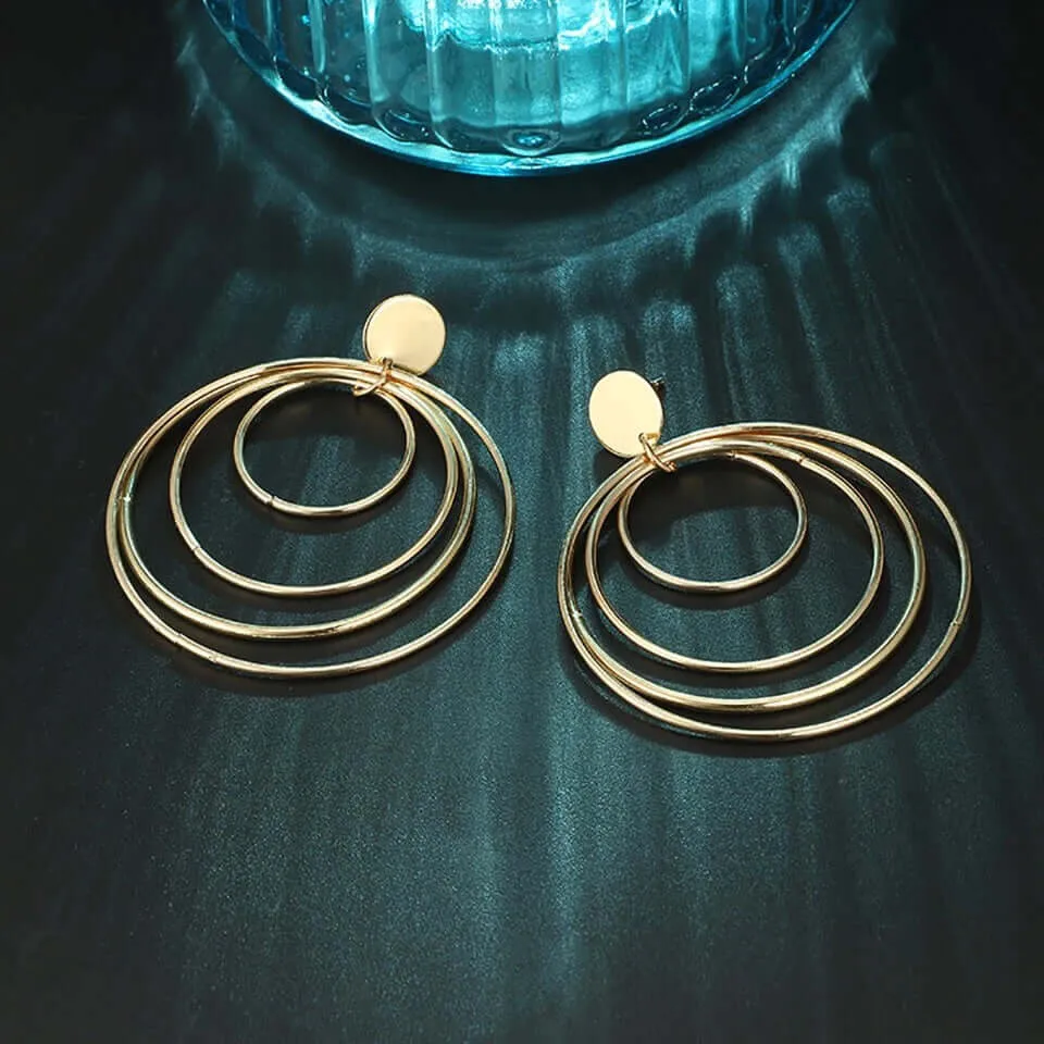 Golden Circles Dangle Earrings