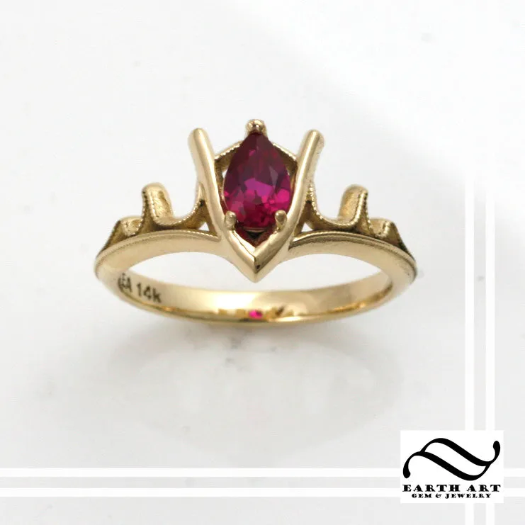 Goron's Ruby Ring - Legend of Zelda -Solid 14k