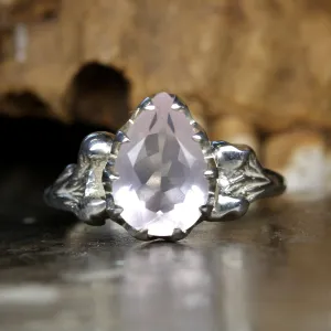 Gothic Bone Engagement Ring - Rose Quartz