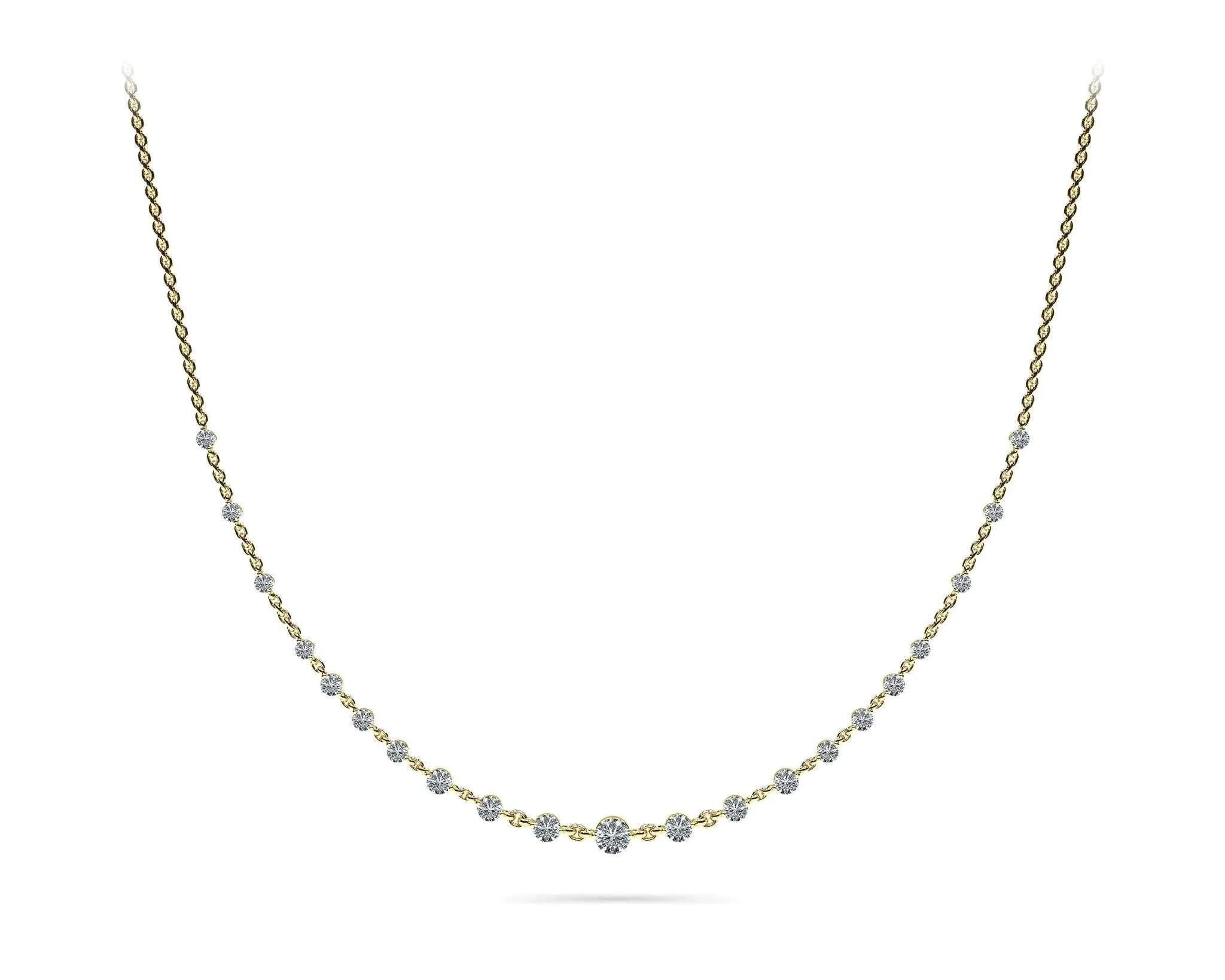 Graduated Diamond And Chain Link Diamond Necklace with 5.18 ct.(finished)