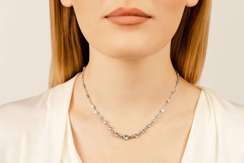 Graduated Diamond And Chain Link Diamond Necklace with 5.18 ct.(finished)