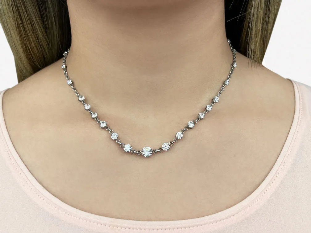 Graduated Diamond And Chain Link Diamond Necklace with 5.18 ct.(finished)