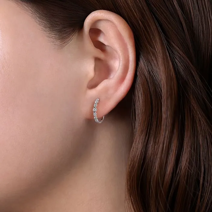 Graduated Diamond Hoop Earrings in 14K White Gold