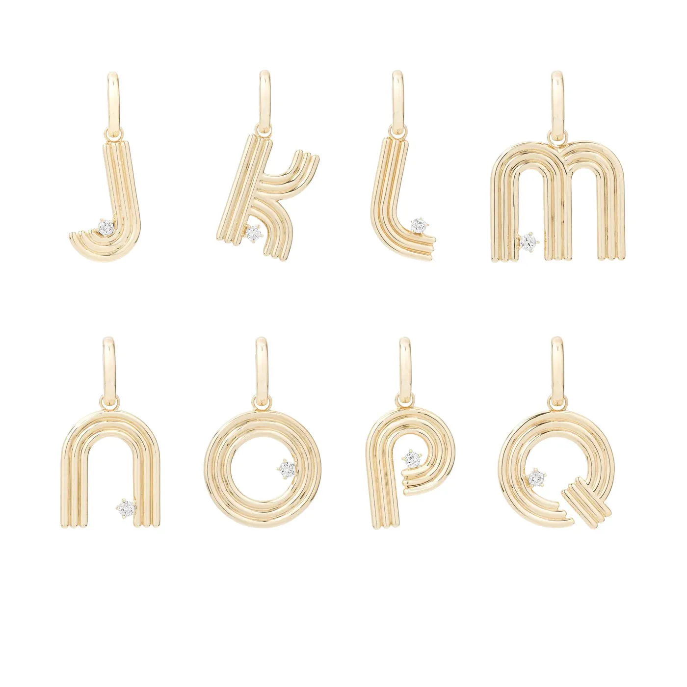 Groovy Diamond Initial Hinged Charm - 14K Yellow Gold - By Special Order