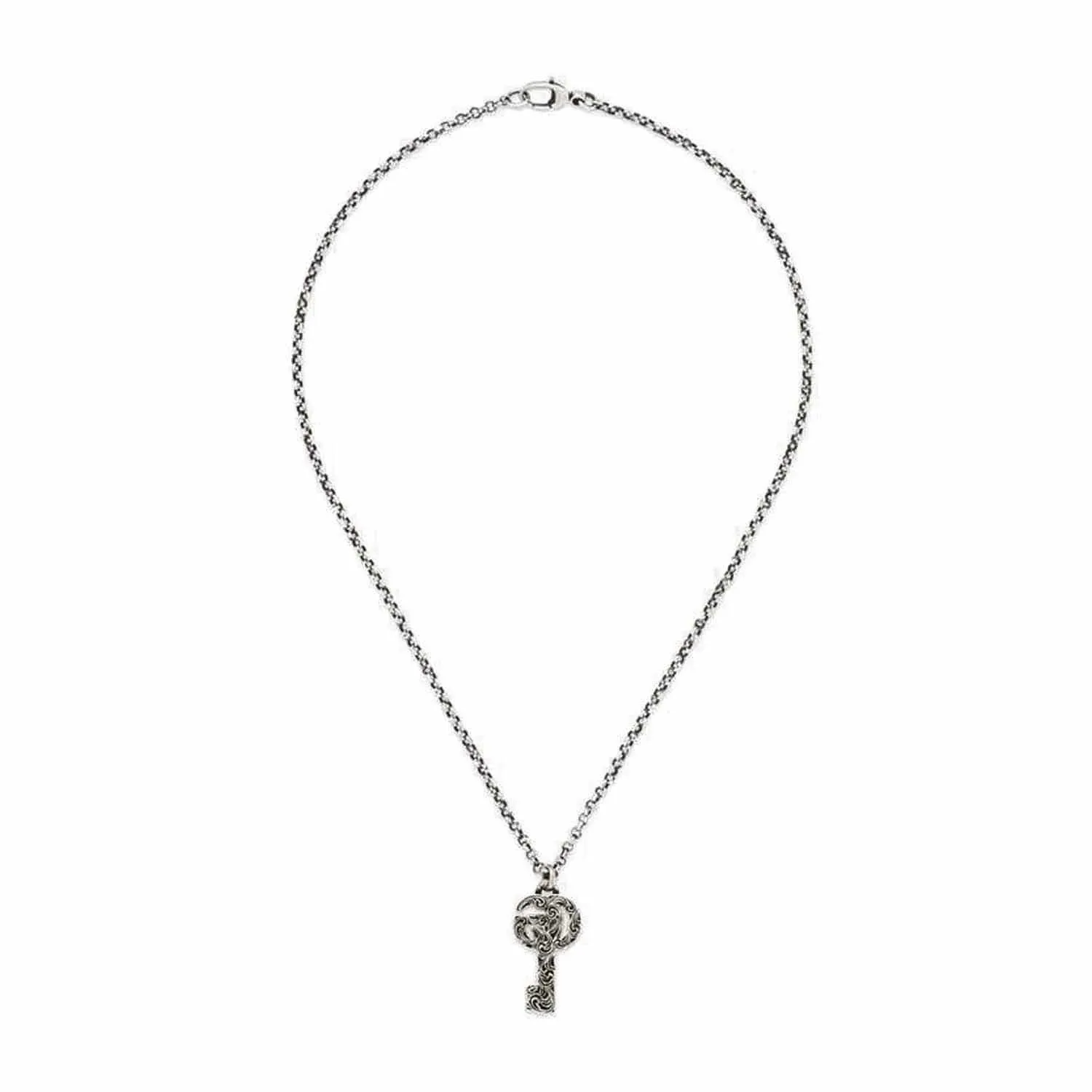 Gucci Sterling Reversible GG Key Marmont Necklace