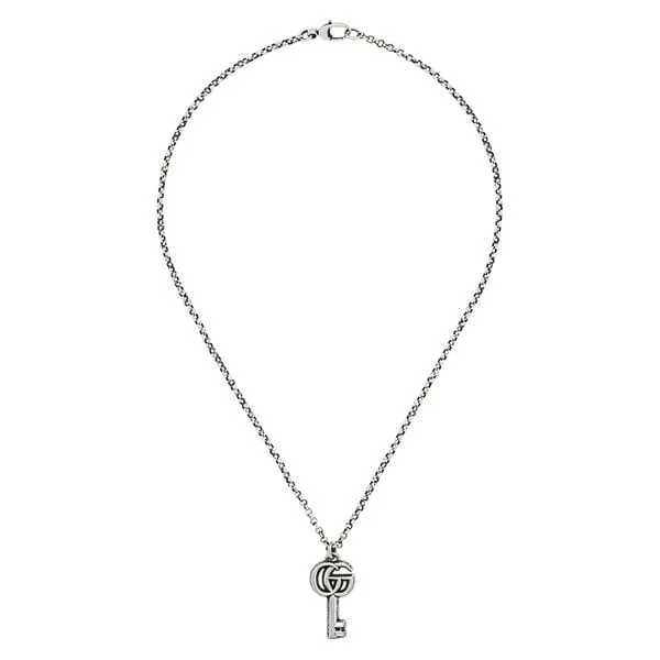 Gucci Sterling Reversible GG Key Marmont Necklace