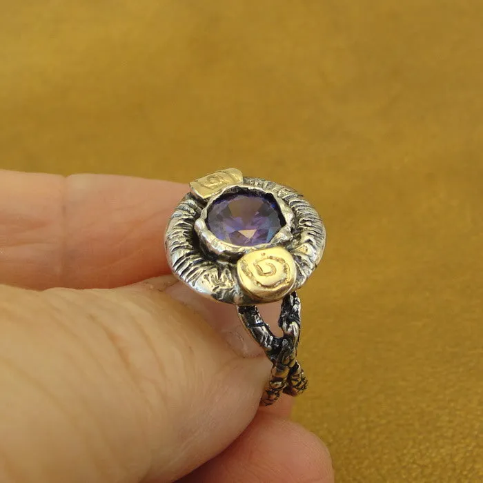Hadar Designers Amethyst Earrings CZ 9k Yellow Gold 925 Silver Handmade () LAST