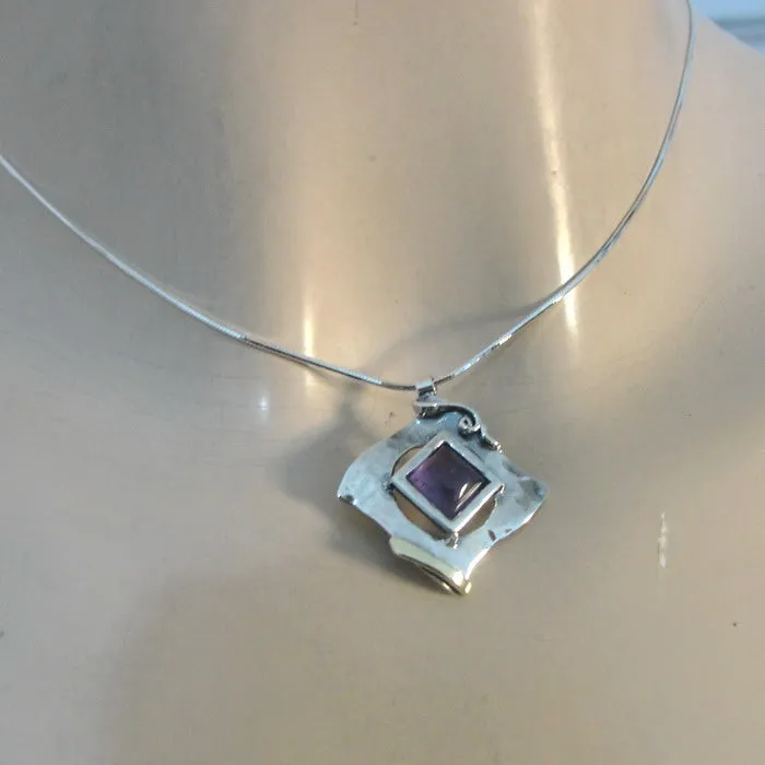 Hadar Designers Amethyst Earrings Handmade 9k Gold 925 Silver (MS 351)