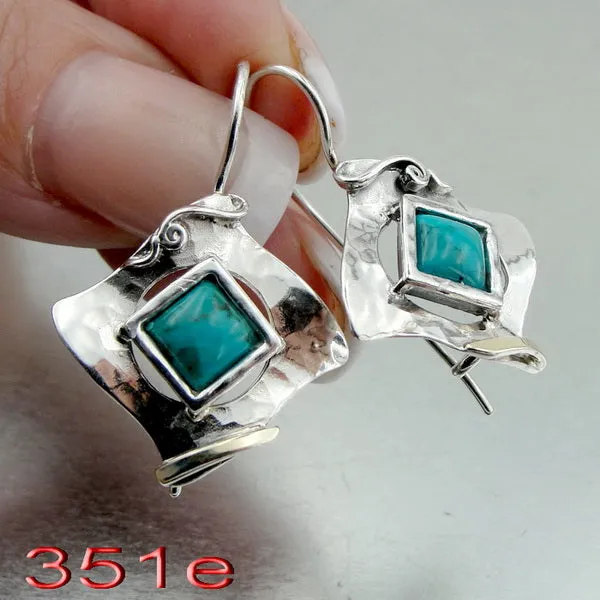 Hadar Designers Amethyst Earrings Handmade 9k Gold 925 Silver (MS 351)