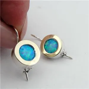 Hadar Designers Blue Opal Ring sz 6,7,8,9 Handmade 9k Yellow Gold 925 Silver (Ms