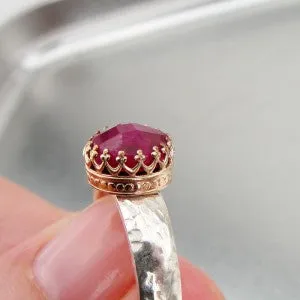 Hadar Designers Filigree 9k yellow Gold 925 Silver Ruby Ring 6,7,7.5,8,9 (I r343