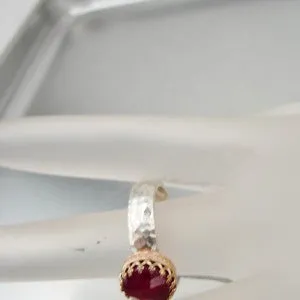 Hadar Designers Filigree 9k yellow Gold 925 Silver Ruby Ring 6,7,7.5,8,9 (I r343
