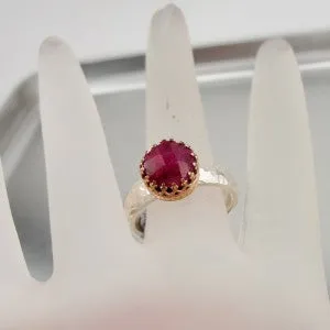 Hadar Designers Filigree 9k yellow Gold 925 Silver Ruby Ring 6,7,7.5,8,9 (I r343