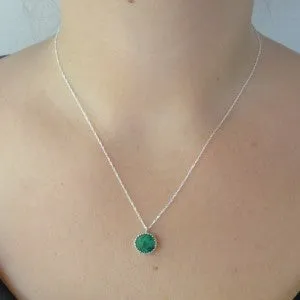 Hadar Designers Filigree Sterling Silver Real Eamerald Pendant (I e373sil) SALE