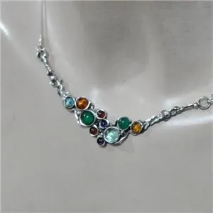 Hadar Designers gemstones pendant necklace 925 sterling silver gift handmade (h