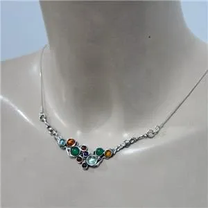 Hadar Designers gemstones pendant necklace 925 sterling silver gift handmade (h