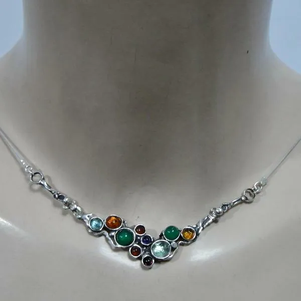 Hadar Designers gemstones pendant necklace 925 sterling silver gift handmade (h