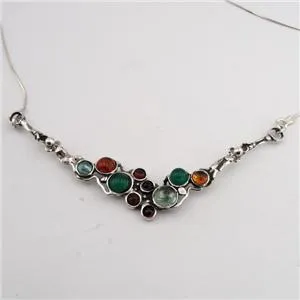 Hadar Designers gemstones pendant necklace 925 sterling silver gift handmade (h