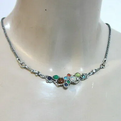 Hadar Designers gemstones pendant necklace 925 sterling silver gift handmade (h