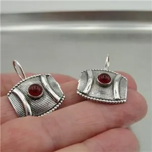 Hadar Designers Gift 925 Sterling Silver Artistic Handmade Carnelian Earrings (H