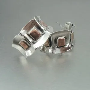 Hadar Designers Handmade 9k Rose Gold Sterling Silver J Hoop Earrings (H) LAST