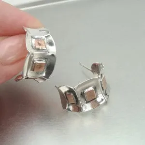 Hadar Designers Handmade 9k Rose Gold Sterling Silver J Hoop Earrings (H) LAST