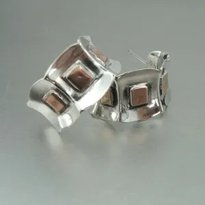 Hadar Designers Handmade 9k Rose Gold Sterling Silver J Hoop Earrings (H) LAST
