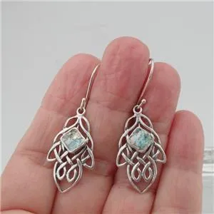 Hadar Designers Handmade Sterling Silver Hamsa Antique Roman Glass Pendant (as