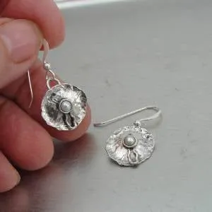 Hadar Designers Israel Handmade Delicate 925 Sterling Silver Pearl Earrings (H