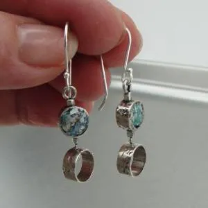 Hadar Designers Israel handmade Long S Silver Roman Glass Earrings (as 410713)