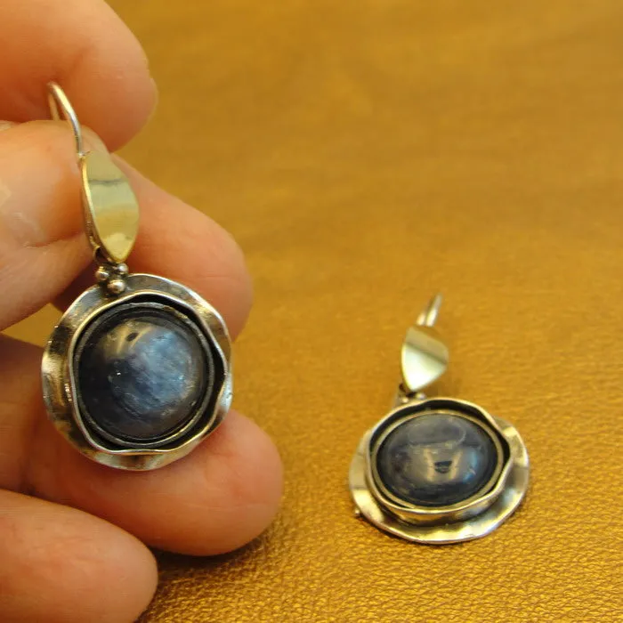 Hadar Designers Kyanite Earrings 9k Yellow Gold 925 Sterling Silver(ms 897)y