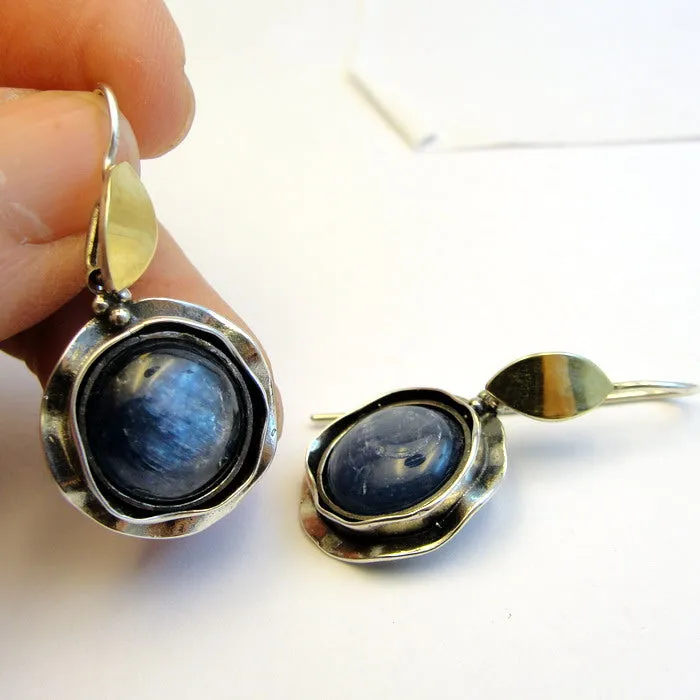 Hadar Designers Kyanite Earrings 9k Yellow Gold 925 Sterling Silver(ms 897)y